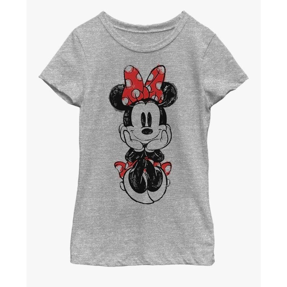 💜Disney Gray Minnie Mouse Graphic Short Sleeve Top Large